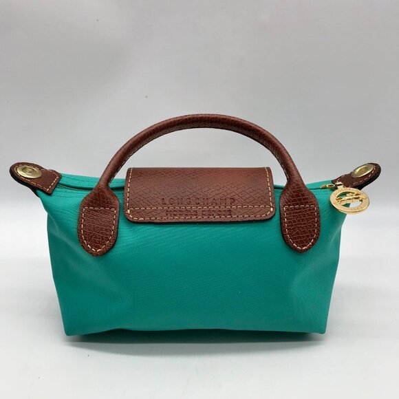 Longchamp Turquoise Nylon Le Pliage Mini Pouch - Picture 2 of 11